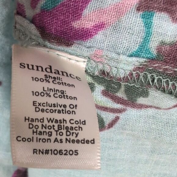 Sundance Catalog Provence Stroll Dress Turquoise Floral Boho Dress Size L - Picture 11 of 12